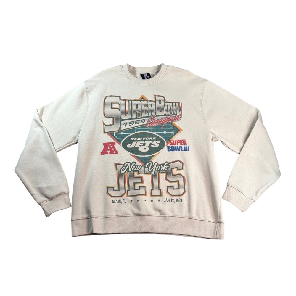 New Era NFL New York Jets Super Bowl III Champions Sweatshirt Cream XL NWT